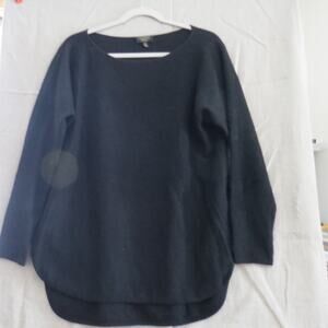 Charter Club 100% Cashmere Black Luxury Sweater M hi low curved hem